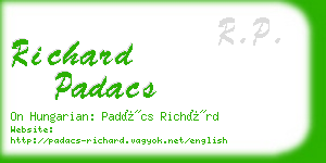 richard padacs business card